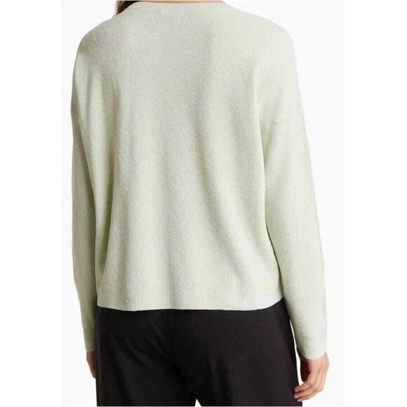 Eileen Fisher Womens XL Mist Green Sweater Organic Linen Blend Long Sleeve Knit - Picture 3 of 12